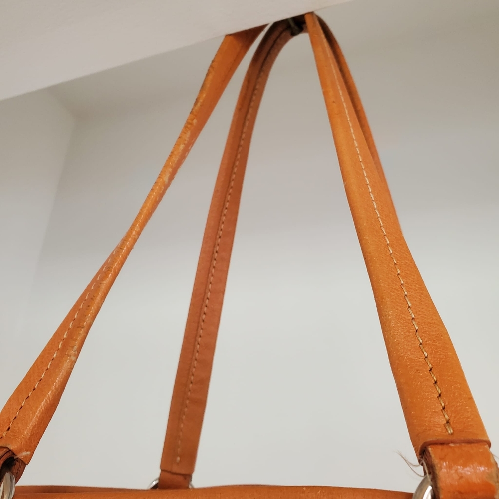 Prada Beige Canvas and Orange Leather TrimTote Bag - Picture 11 of 16
